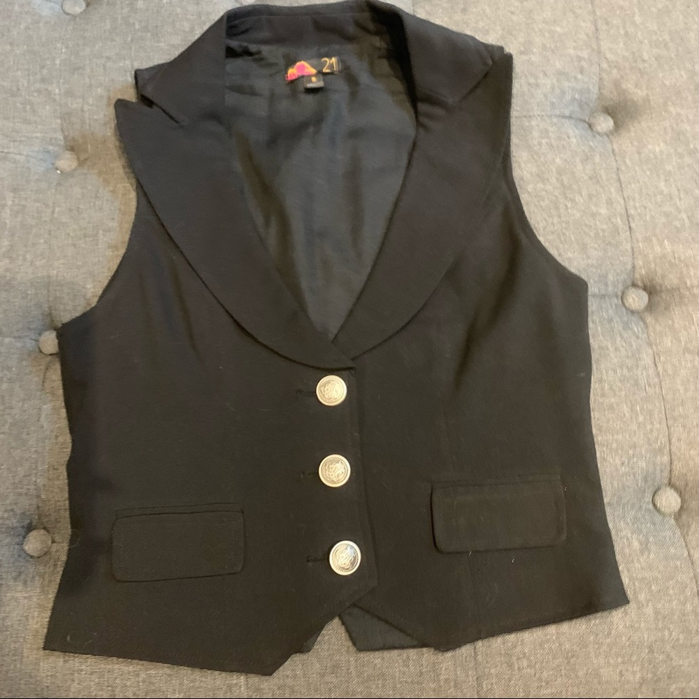 Forever 21 Black Vest with Crest Buttons